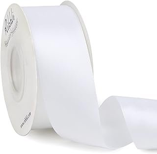 Ribbli White Double Faced Satin Ribbon,1-1/2” x Continuous 25 Yards,Use ...