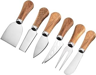 6 Piece Cheese Knives Set with Wooden Handle, Mini Steel Stainless Chees...