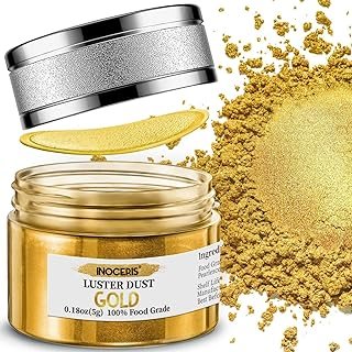 INOCERIS Edible Luster Dust, 5 Grams Food Grade Gold Cake Dust Shimmer M...