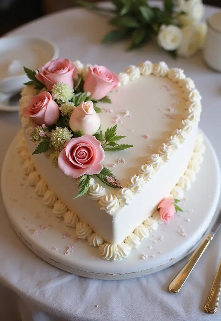 25 Beautiful Vintage-Inspired 40th Wedding Anniversary Cake Designs - 13. Sweetheart Tiered Cakes