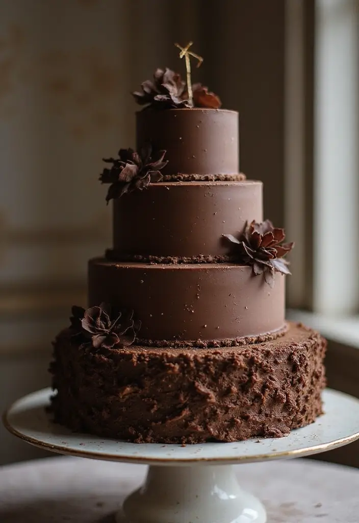 25 Beautiful Vintage-Inspired 40th Wedding Anniversary Cake Designs - 18. Vintage-Inspired Chocolate Dream