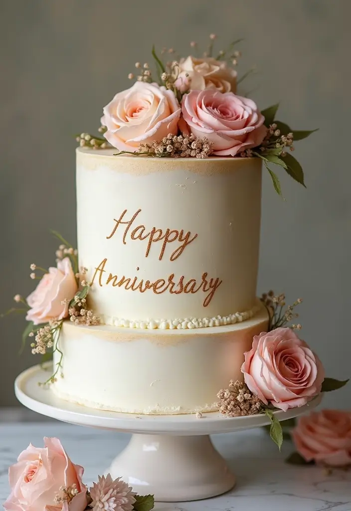 25 Beautiful Vintage-Inspired 40th Wedding Anniversary Cake Designs - 25. Celebration of Love