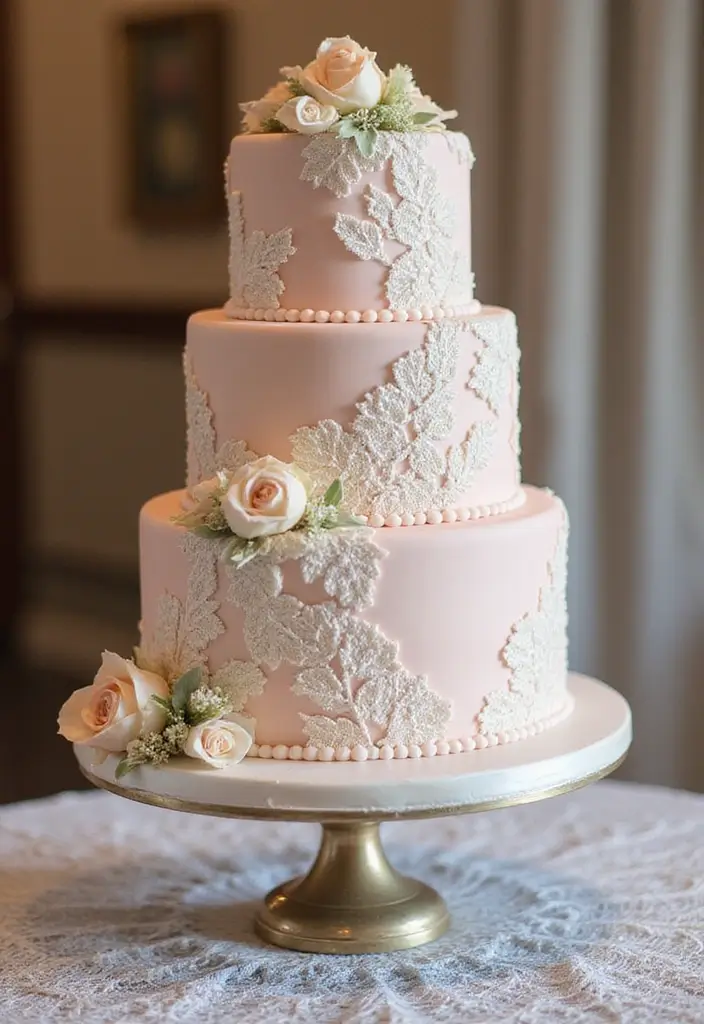 25 Beautiful Vintage-Inspired 40th Wedding Anniversary Cake Designs - 3. Vintage Lace Design