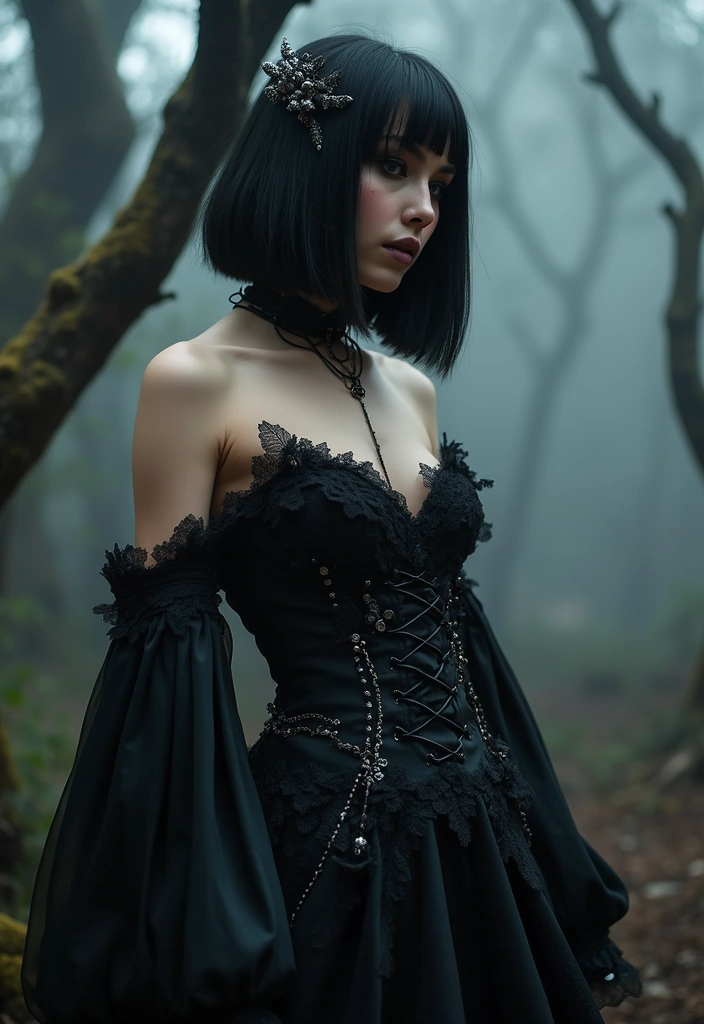 25 Chic Bob Wedding Hairstyles Perfect for Modern Brides - 17. Gothic-Inspired Bob