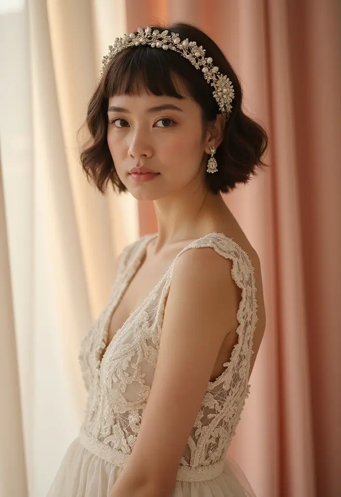 25 Chic Bob Wedding Hairstyles Perfect for Modern Brides - 6. Vintage-Inspired Bob