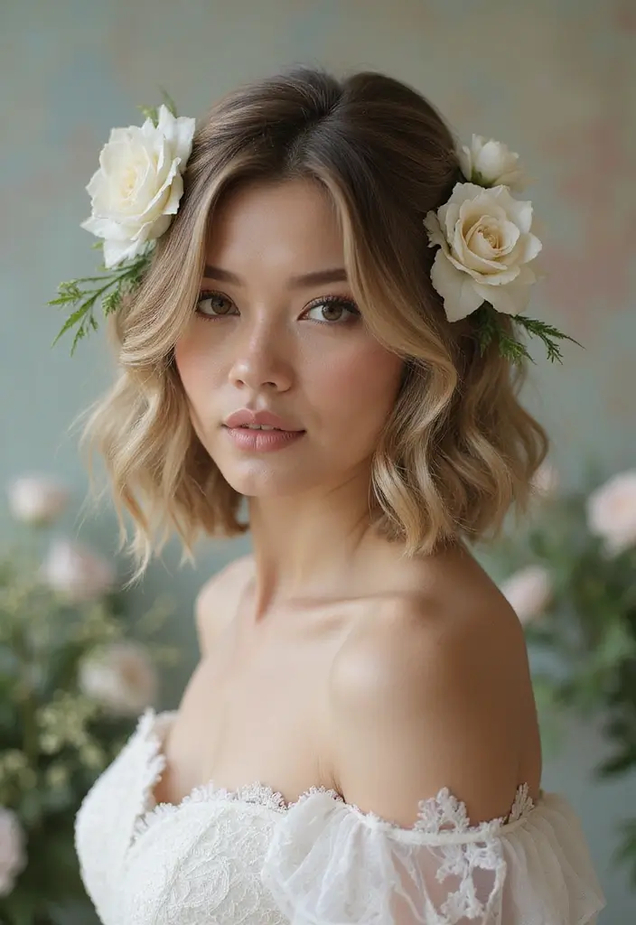 25 Chic Bob Wedding Hairstyles Perfect for Modern Brides - 7. Romantic Half-Up Bob