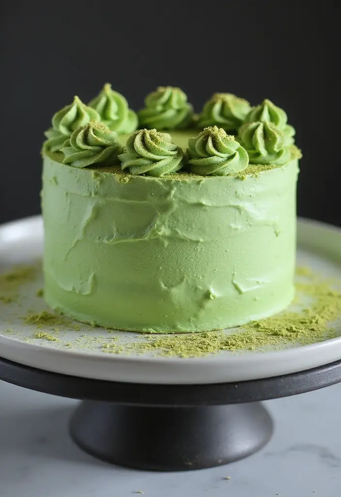 25 Delicious 1st Wedding Anniversary Cake Recipes to Try - 16. Matcha Green Tea Cake
