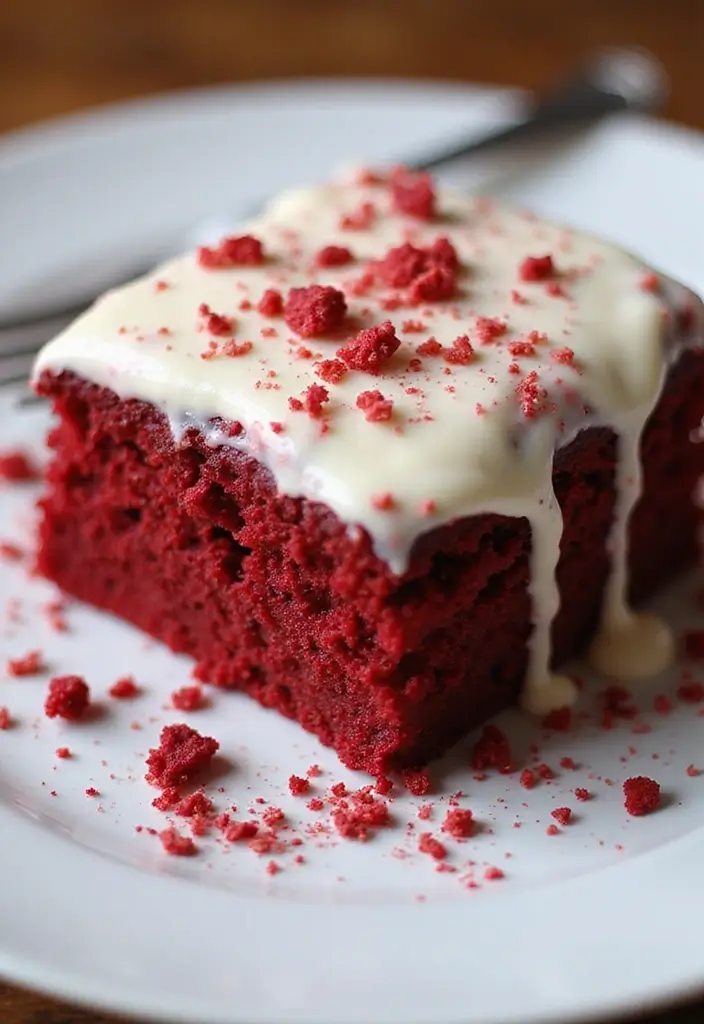 25 Delicious 1st Wedding Anniversary Cake Recipes to Try - 5. Red Velvet with Cream Cheese Drizzle