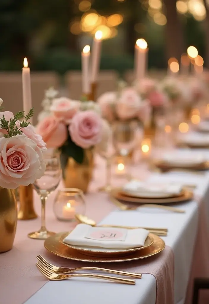 25 Elegant Blush Wedding Colors to Create a Romantic Atmosphere - 1. Blush and Gold: A Luxurious Pairing