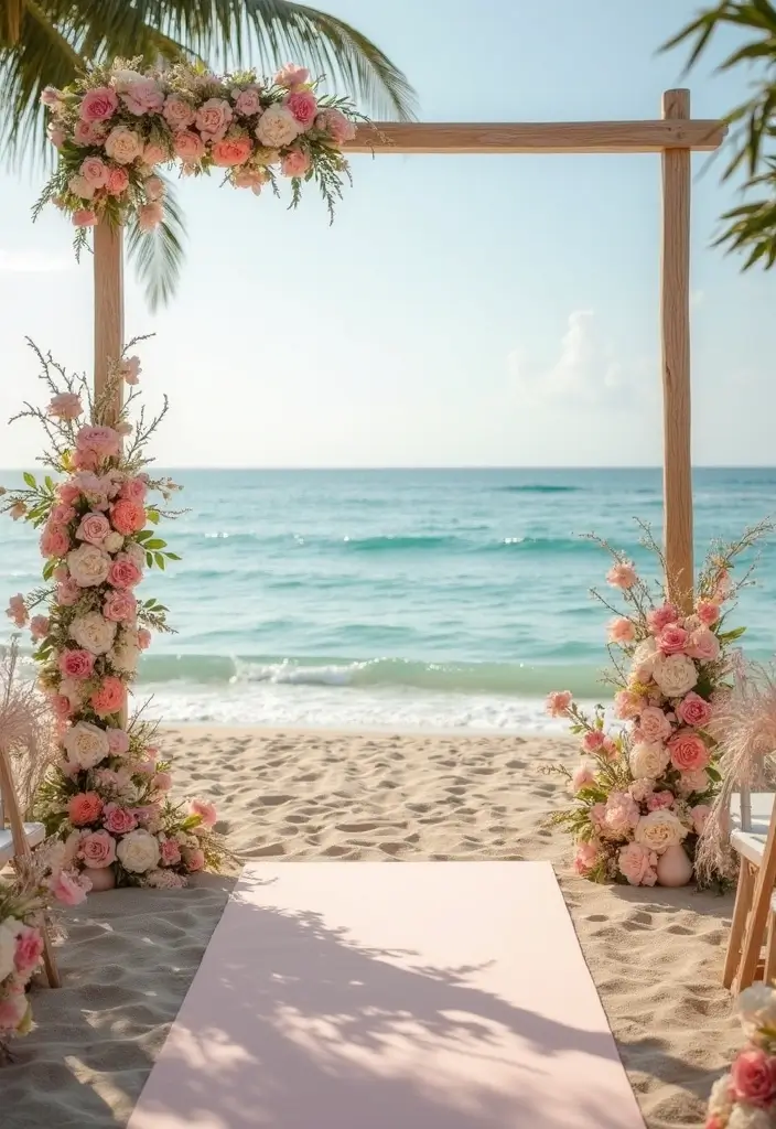 25 Elegant Blush Wedding Colors to Create a Romantic Atmosphere - 16. Blush and Sand: Beachy Elegance