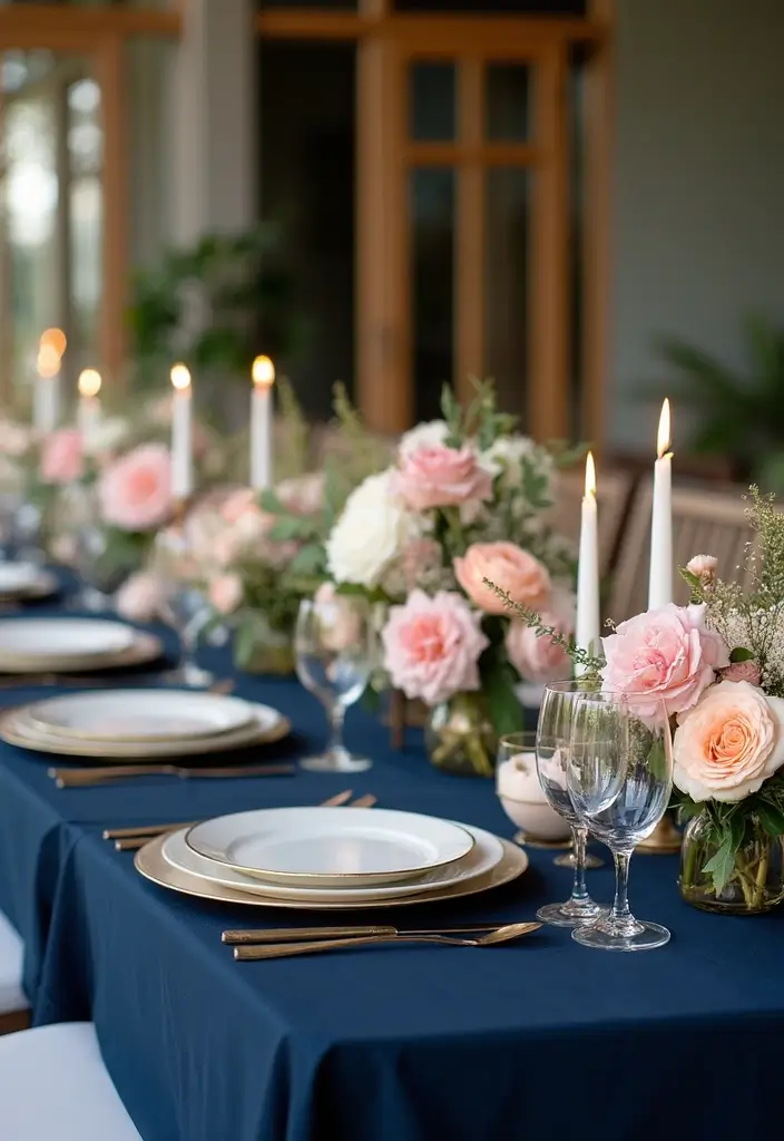 25 Elegant Blush Wedding Colors to Create a Romantic Atmosphere - 3. Blush and Navy: A Bold Contrast