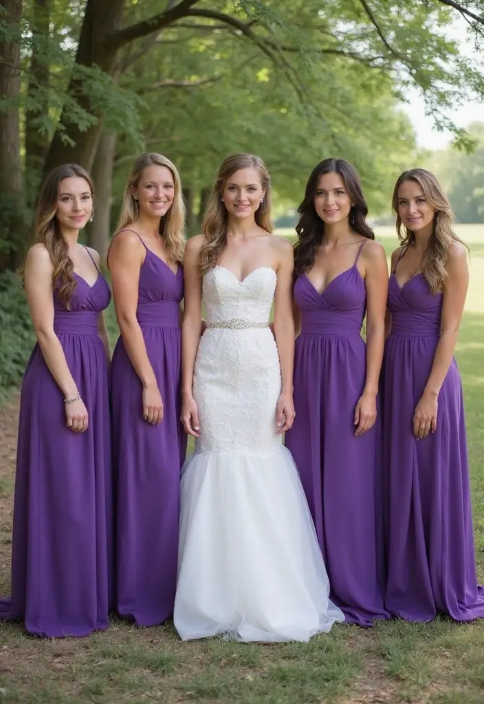 25 Stunning Purple Wedding Inspiration for a Regal Touch - 12. Purple Bridesmaid Dresses