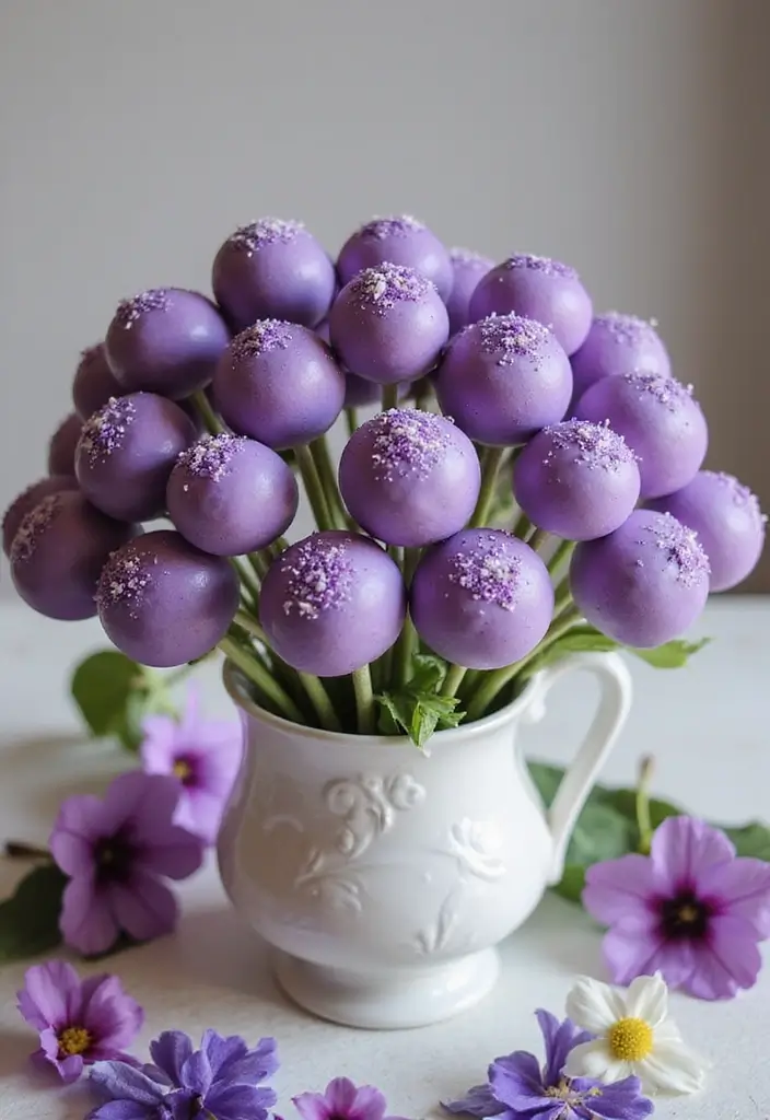25 Stunning Purple Wedding Inspiration for a Regal Touch - 13. Purple Cake Pops as Treats