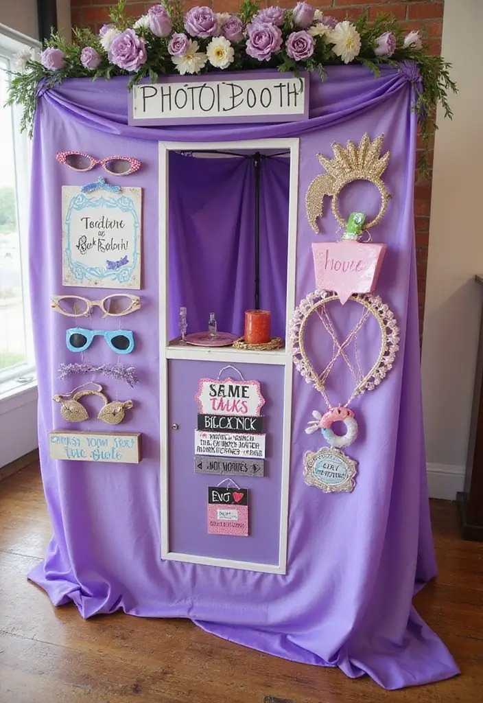 25 Stunning Purple Wedding Inspiration for a Regal Touch - 18. Purple Photo Booth Props
