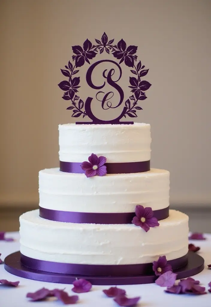25 Stunning Purple Wedding Inspiration for a Regal Touch - 23. Purple-Themed Wedding Cake Toppers