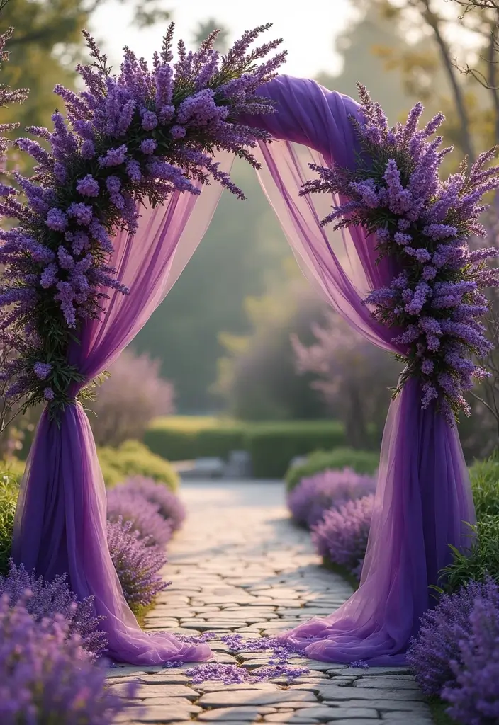 25 Stunning Purple Wedding Inspiration for a Regal Touch - 3. Regal Wedding Arch