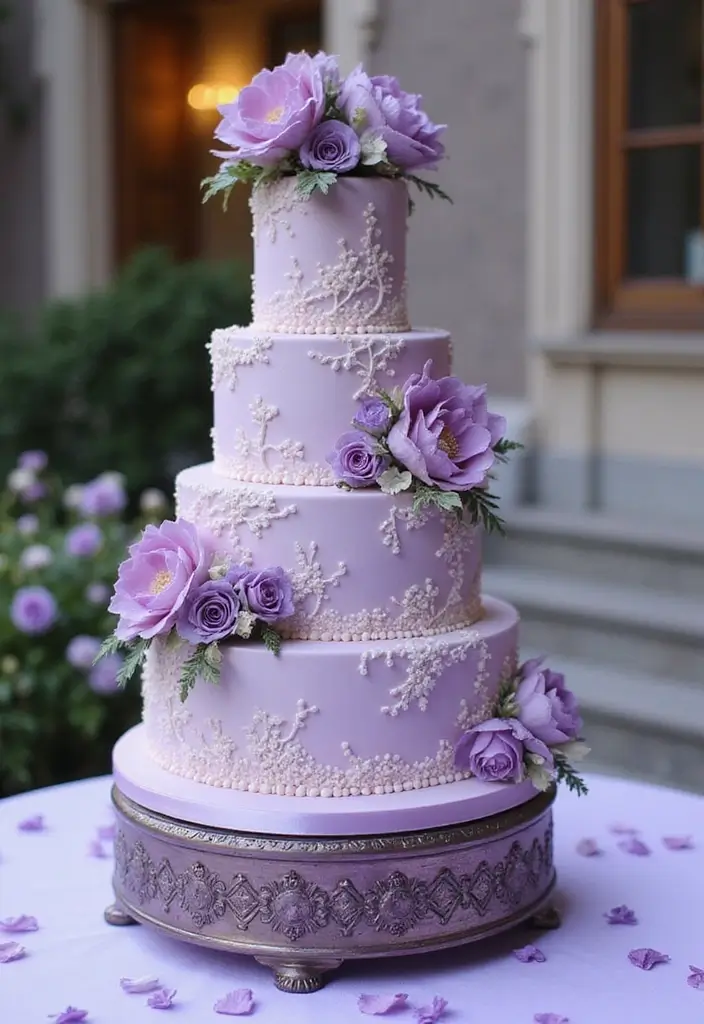 25 Stunning Purple Wedding Inspiration for a Regal Touch - 4. Purple Wedding Cake Ideas