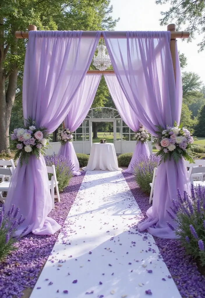 25 Stunning Purple Wedding Inspiration for a Regal Touch - 8. Lavender Ceremony Decor