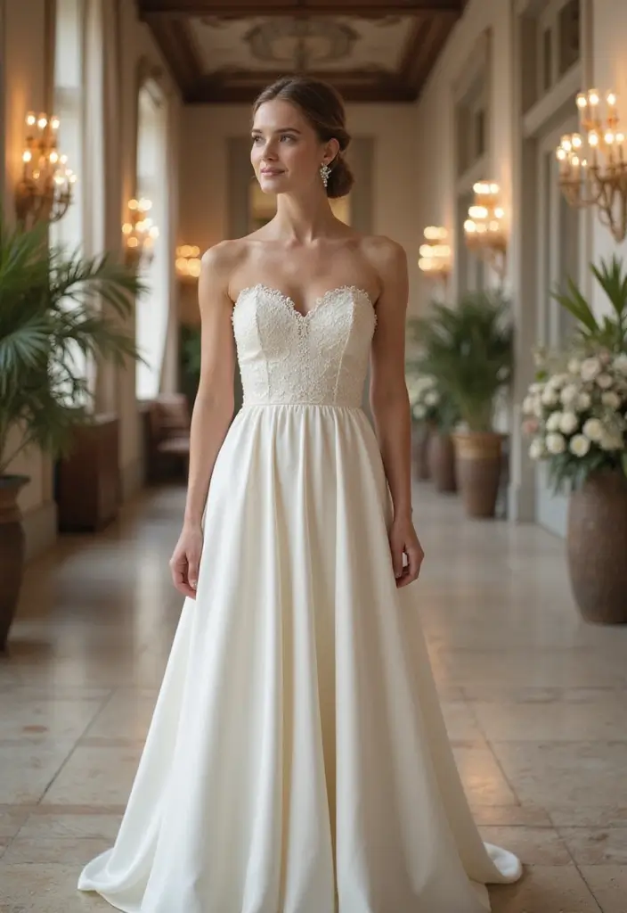 25 Stunning Strapless Wedding Dress Hairstyles to Complement Your Look - 14. Elegant French Twist
