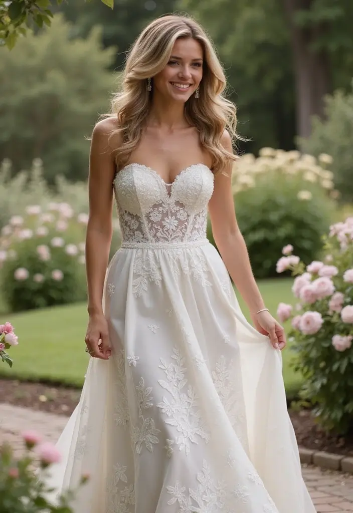 25 Stunning Strapless Wedding Dress Hairstyles to Complement Your Look - 15. Soft Radiant Waves