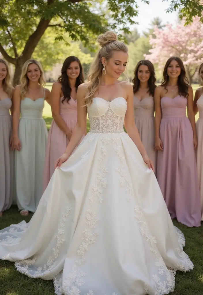 25 Stunning Strapless Wedding Dress Hairstyles to Complement Your Look - 16. High Bun with Braided Detail