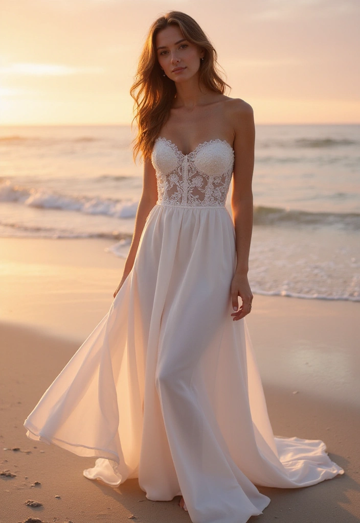 25 Stunning Strapless Wedding Dress Hairstyles to Complement Your Look - 2. Loose Beachy Waves