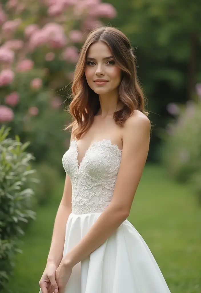 25 Stunning Strapless Wedding Dress Hairstyles to Complement Your Look - 24. Simple Straight Locks