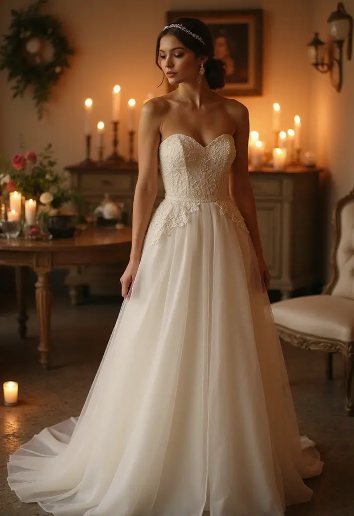 25 Stunning Strapless Wedding Dress Hairstyles to Complement Your Look - 5. Elegant Low Bun with Accessories