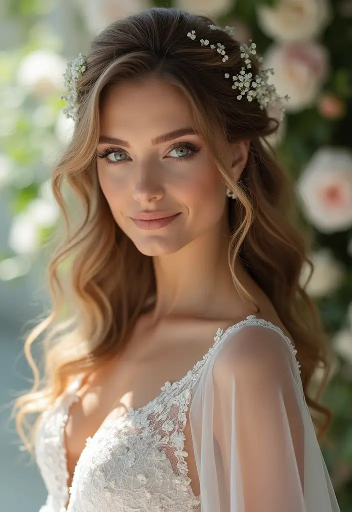26 Beautiful 4C Wedding Hairstyles to Celebrate Your Natural Curls - 2. Glamorous Half-Up, Half-Down