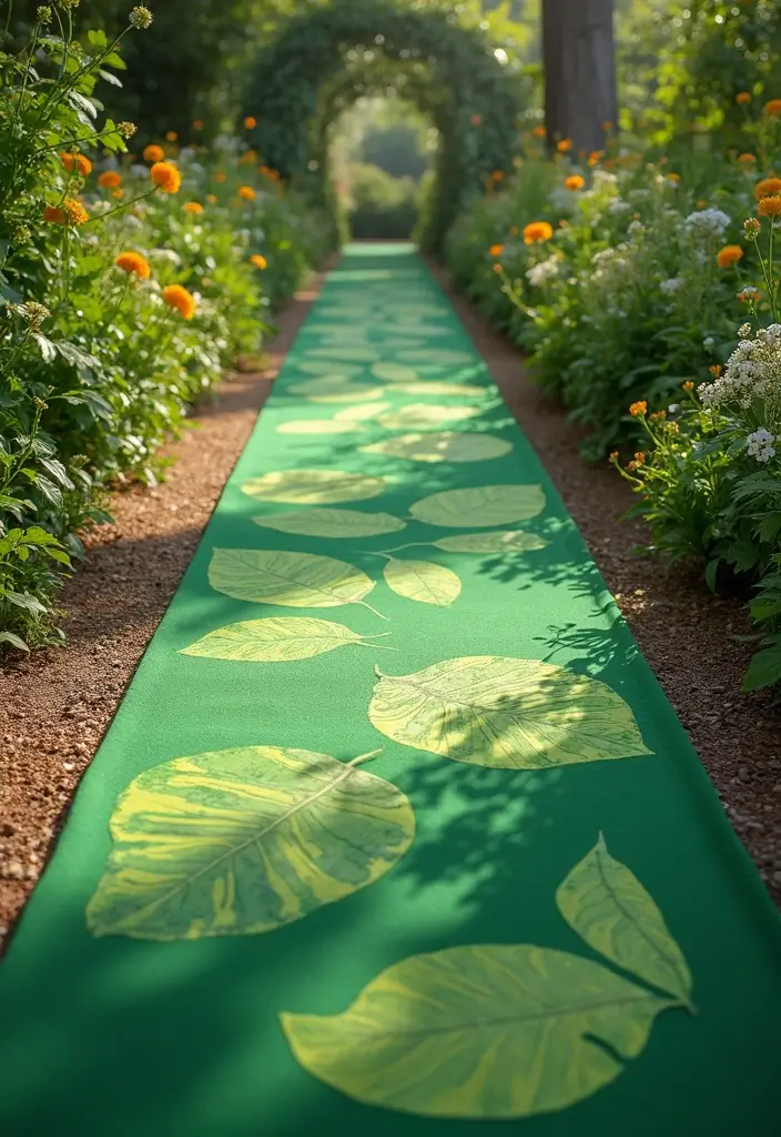 26 Beautiful Aisle Runner Wedding Ideas for a Stunning Walk - 15. Leafy Green Aisle Runner