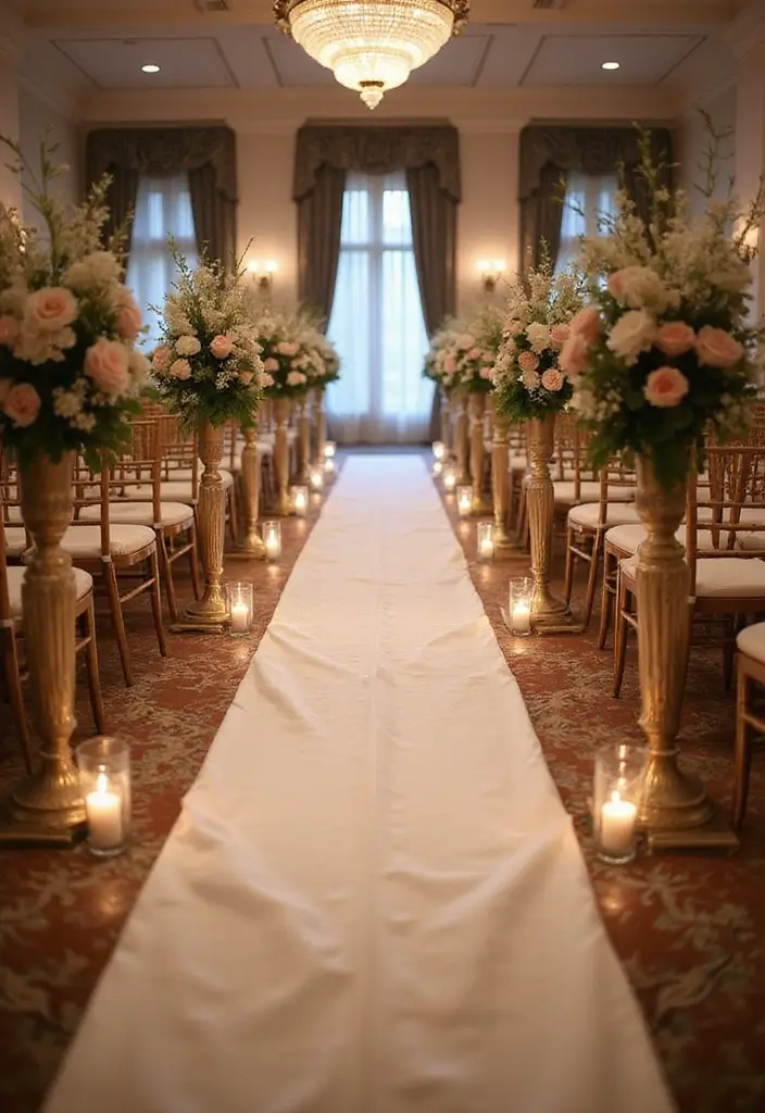 26 Beautiful Aisle Runner Wedding Ideas for a Stunning Walk - 23. Elegant Satin Aisle Runner