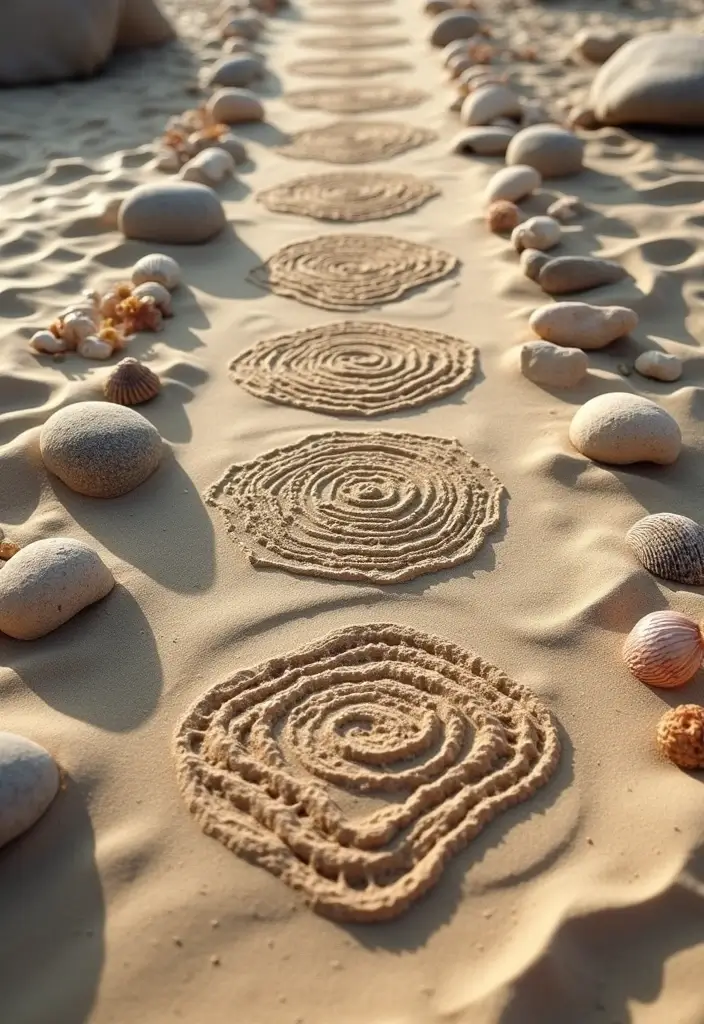 26 Beautiful Aisle Runner Wedding Ideas for a Stunning Walk - 26. Meditative Sand Aisle Runner
