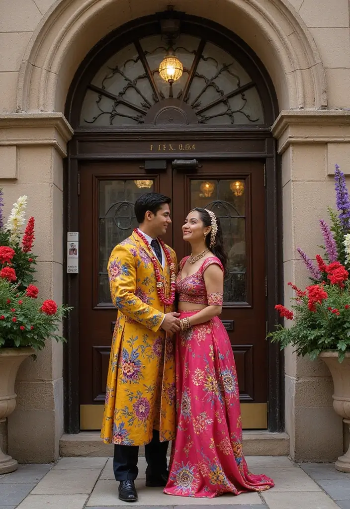 26 Beautiful City Hall Wedding Photos for Intimate Ceremonies - 6. Cultural Fusion