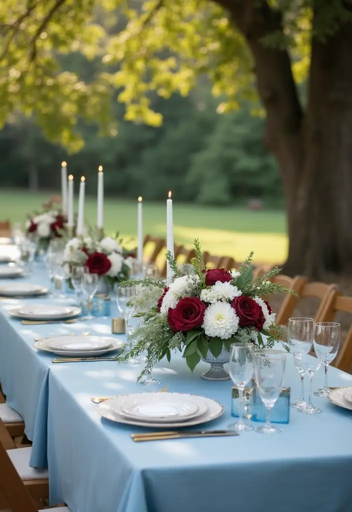 26 Bold Cabernet Wedding Colors for a Luxurious Touch - 17. Cabernet and Baby Blue