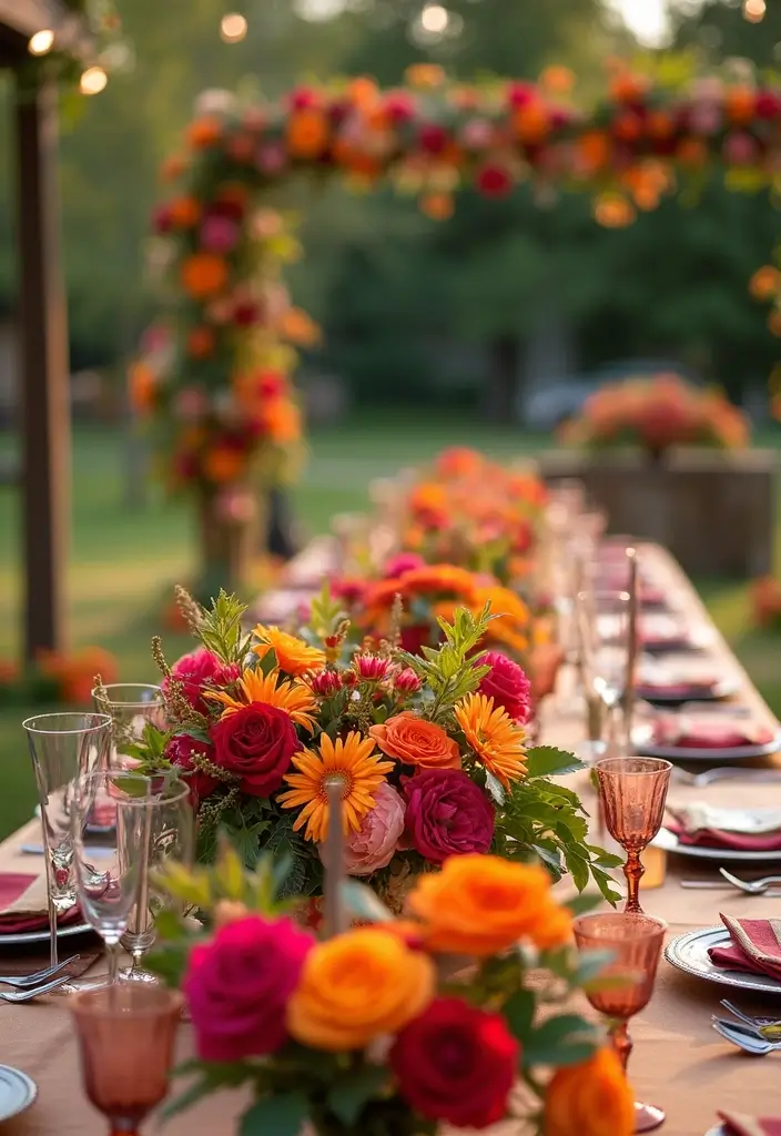 26 Bold Cabernet Wedding Colors for a Luxurious Touch - 18. Cabernet and Sunset Orange