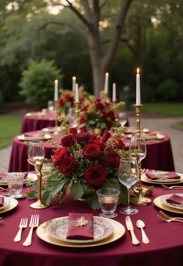 26 Bold Cabernet Wedding Colors for a Luxurious Touch - 2. Cabernet and Gold