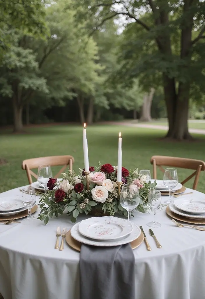 26 Bold Cabernet Wedding Colors for a Luxurious Touch - 25. Cabernet and Soft Gray