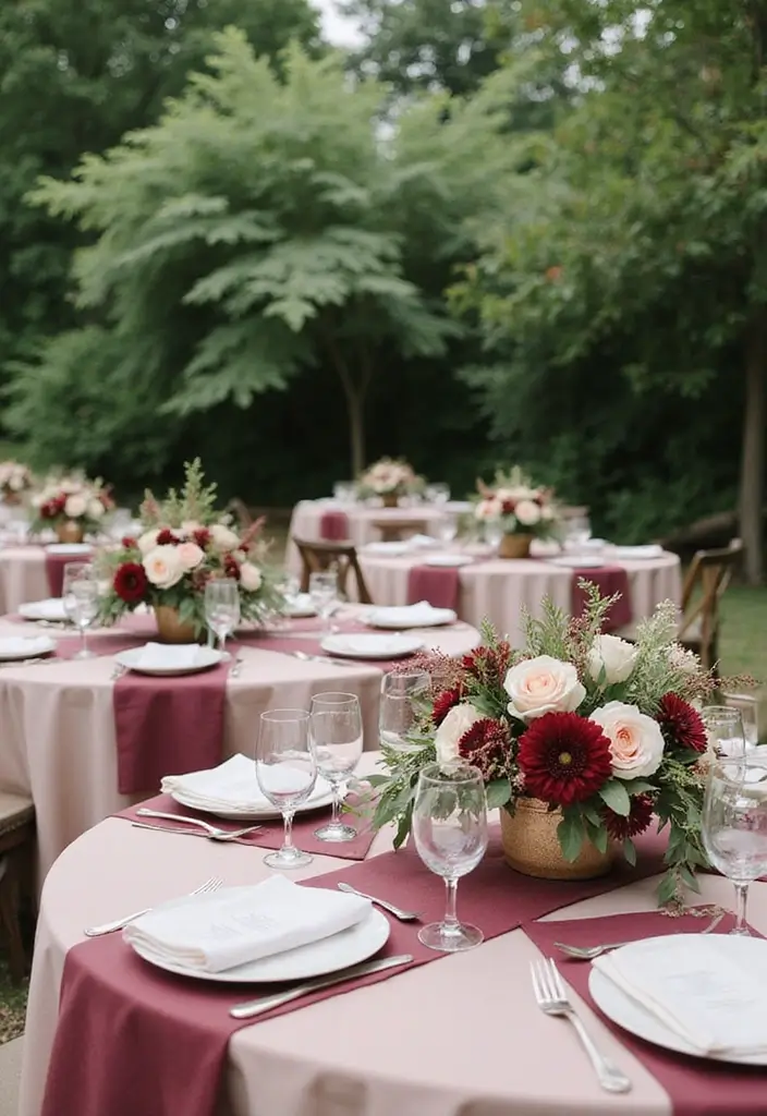 26 Bold Cabernet Wedding Colors for a Luxurious Touch - 3. Cabernet and Blush Pink