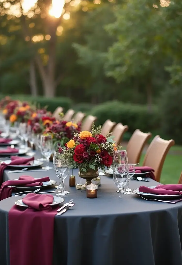 26 Bold Cabernet Wedding Colors for a Luxurious Touch - 7. Cabernet and Charcoal Gray