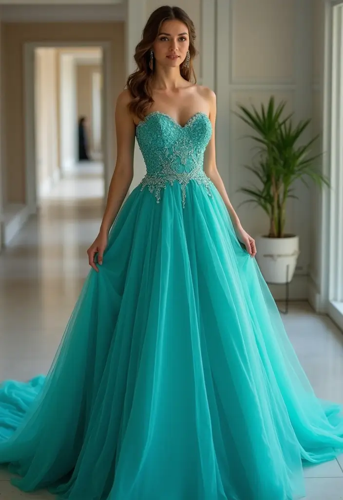26 Bold Non-Traditional Wedding Dress Colors to Make a Statement - 12. Vibrant Teal