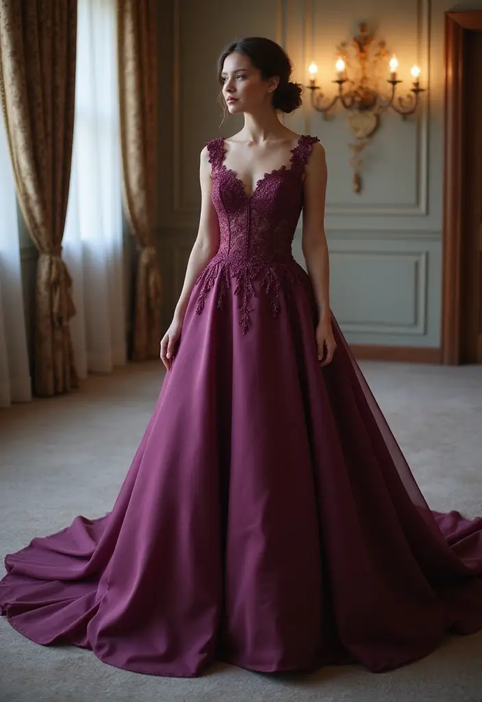 26 Bold Non-Traditional Wedding Dress Colors to Make a Statement - 14. Rich Plum
