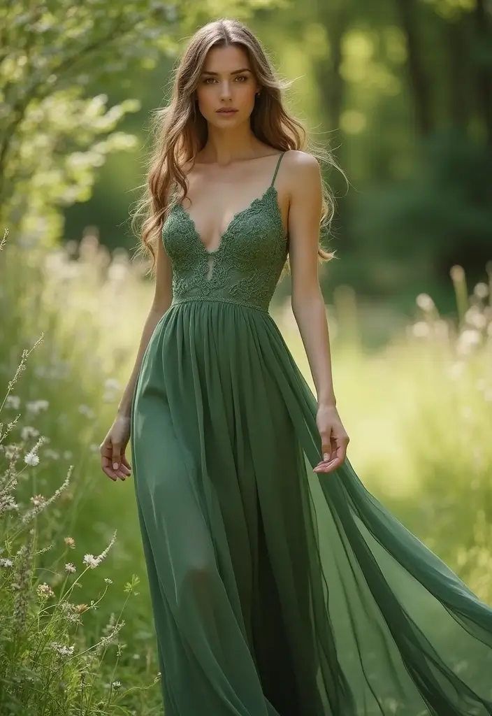 26 Bold Non-Traditional Wedding Dress Colors to Make a Statement - 15. Moss Green