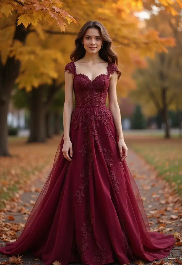 26 Bold Non-Traditional Wedding Dress Colors to Make a Statement - 2. Bold Burgundy