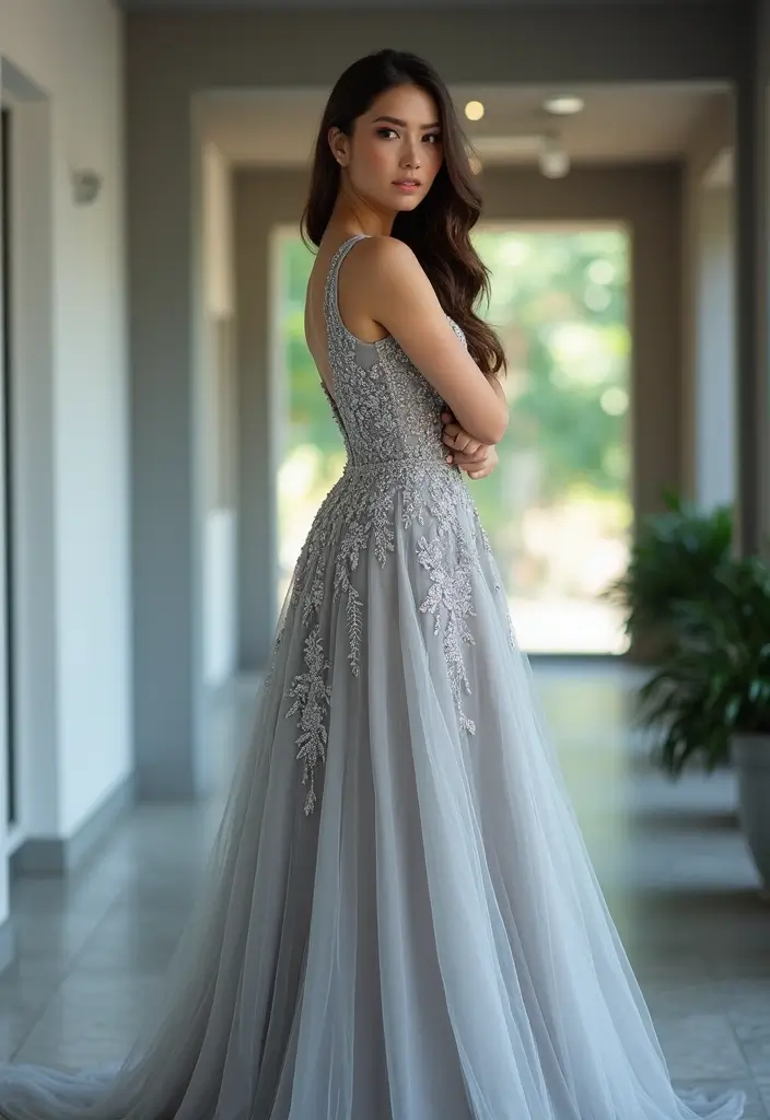 26 Bold Non-Traditional Wedding Dress Colors to Make a Statement - 21. Classy Silver
