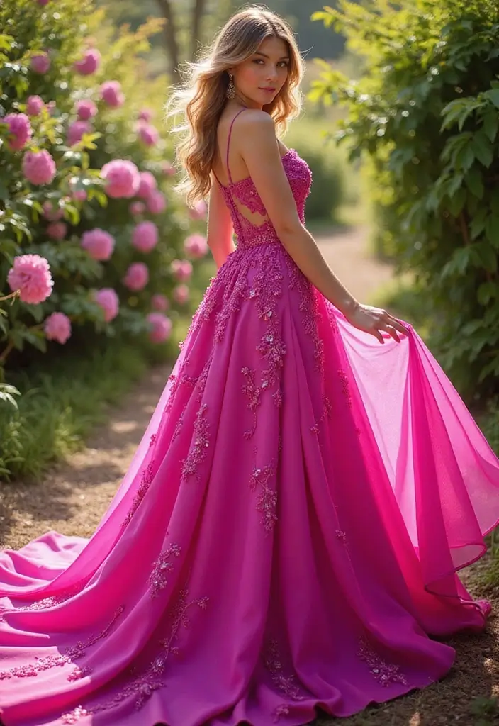 26 Bold Non-Traditional Wedding Dress Colors to Make a Statement - 22. Blushing Fuchsia