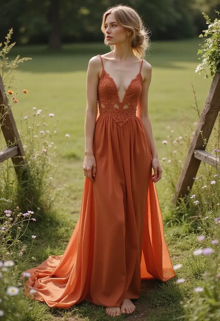 26 Bold Non-Traditional Wedding Dress Colors to Make a Statement - 3. Terracotta Dreams