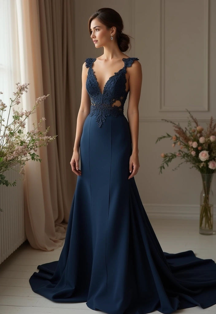 26 Bold Non-Traditional Wedding Dress Colors to Make a Statement - 6. Classic Navy