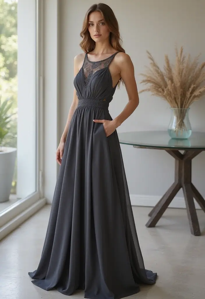 26 Bold Non-Traditional Wedding Dress Colors to Make a Statement - 8. Classic Charcoal