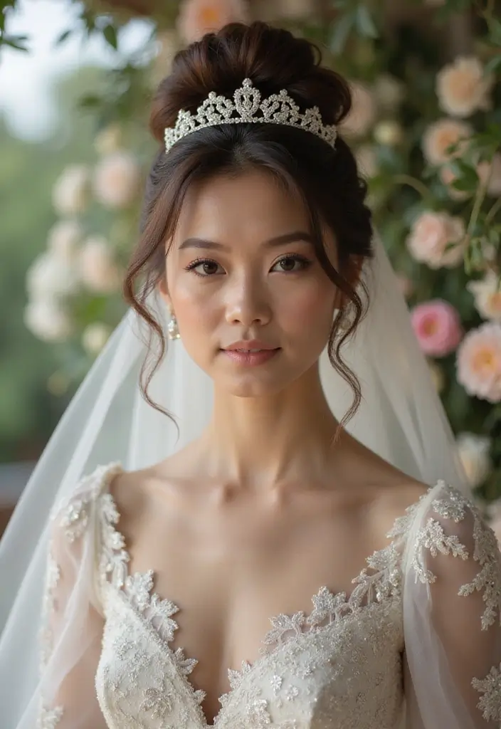 26 Classic Bun Hairstyles for Wedding Days That Last - 11. Royal-Inspired Bun