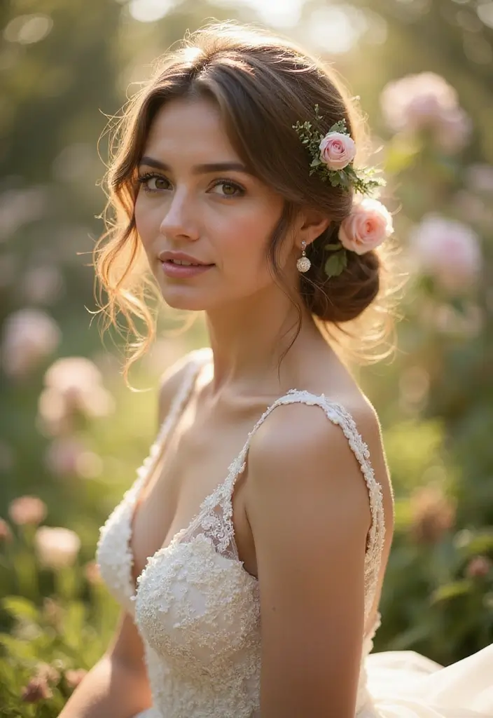 26 Classic Bun Hairstyles for Wedding Days That Last - 24. Ethereal Low Chignon